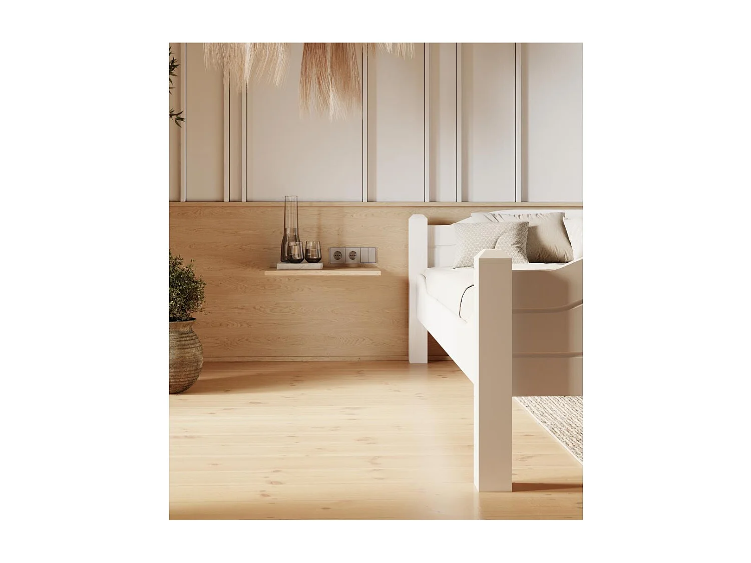 Łóżko 2,12x1x0,68 m biały sosna LIVA WHITE 90