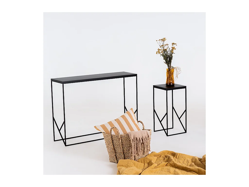 Mesa auxiliar 0.3x0.3x0.6 m negra elegante básica 30