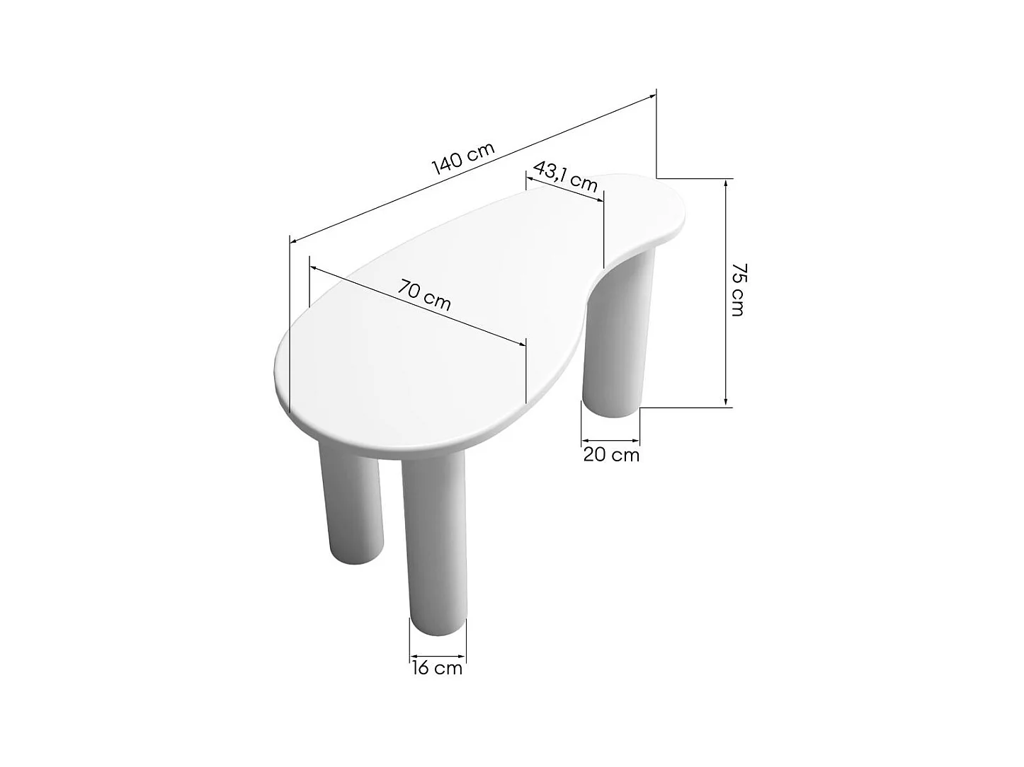 Escritorio 140x70x75 cm blanco molya