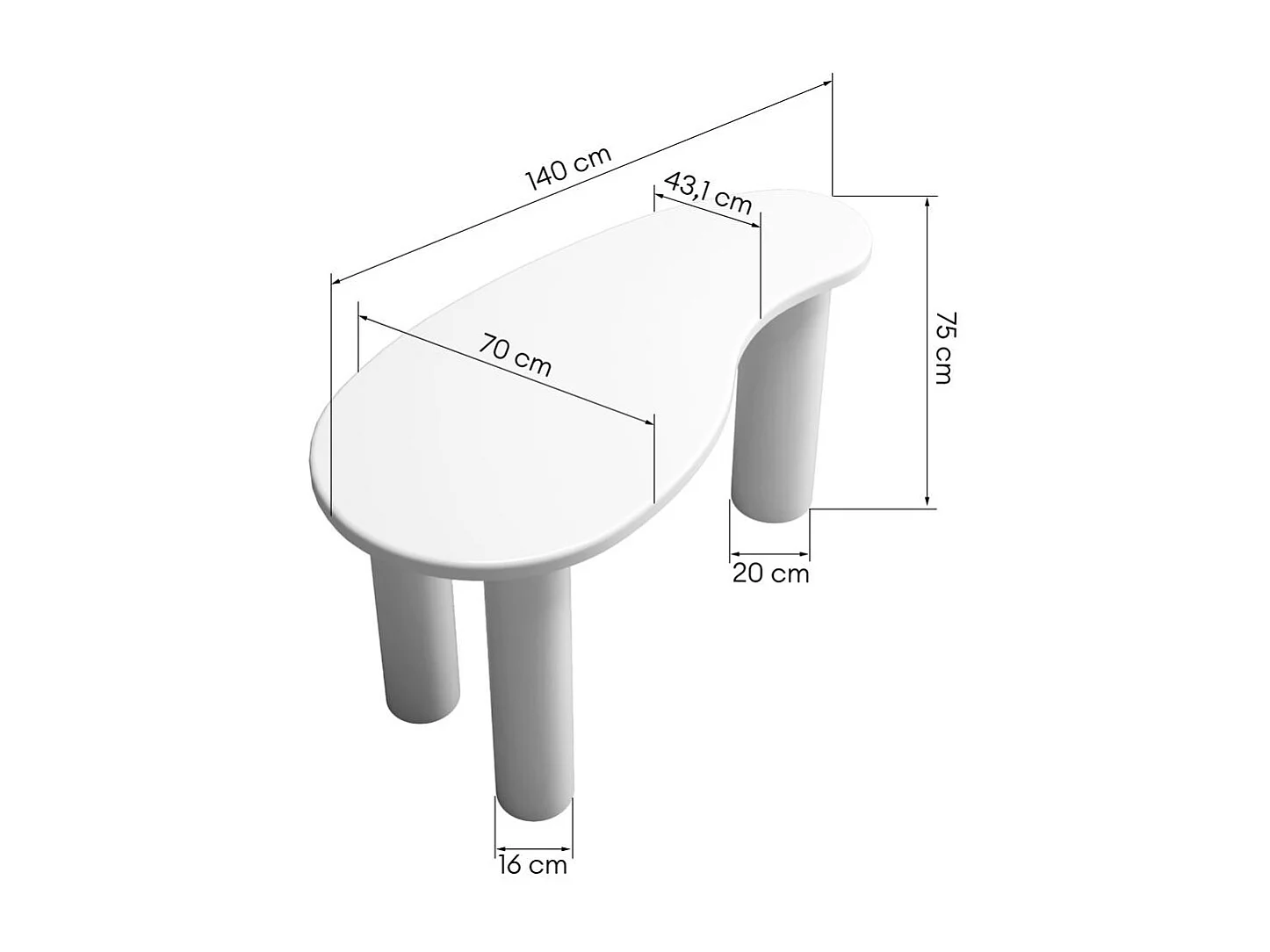 Schreibtisch 140x70x75 cm weiß Molya