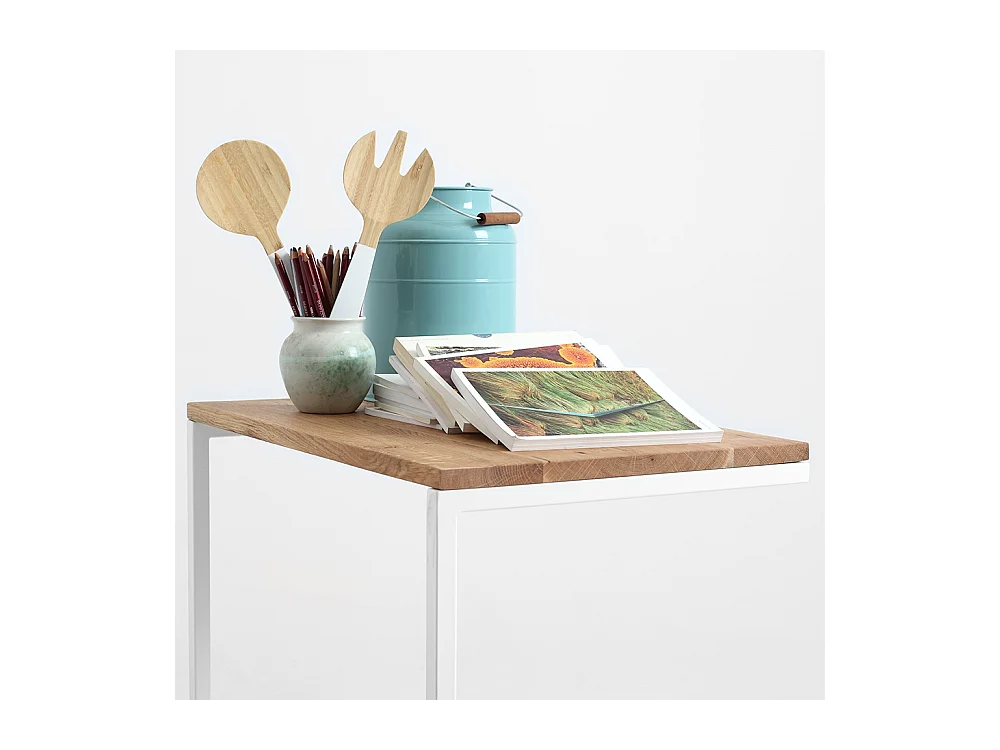 Couchtisch 40x60x60 cm Eiche Weiß Lupe 60 Massivholz