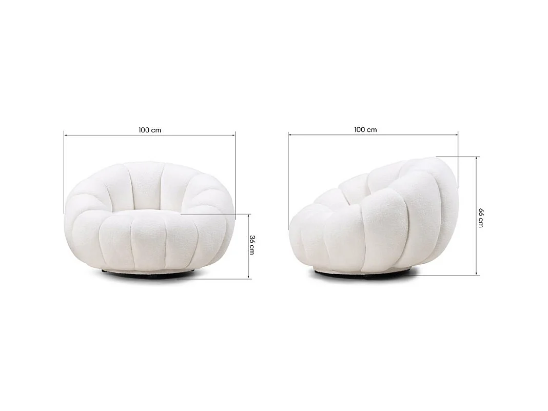Fauteuil lounge 100x100x66 cm blanc Loel