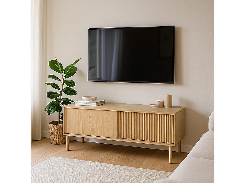 Porta tv moderno con ante in rovere chiaro PTVLK29