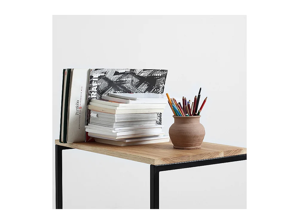 Table basse 40x60x60 cm Noir Lupe 60 Bois massif Chêne