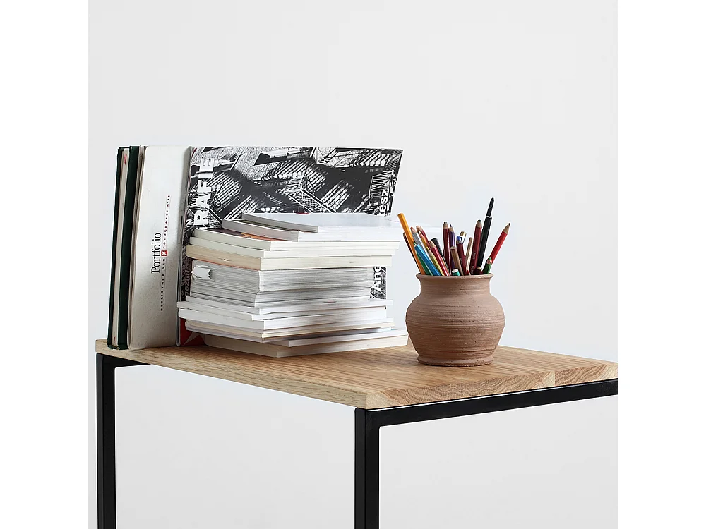 Couchtisch 40x60x60 cm Schwarz Lupe 60 Massivholz Eiche