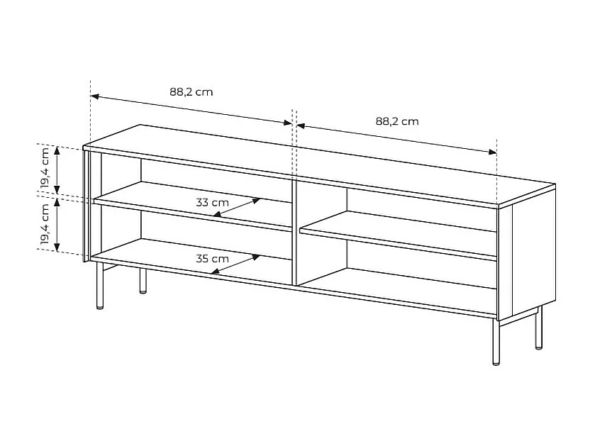 Porta tv con 4 ante in vetro temperato e luce LED quercia scuro PTVLK26