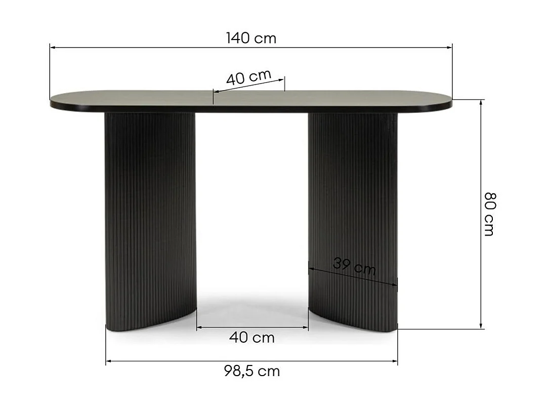 Bureau 140x40x80 cm noir Alrequin