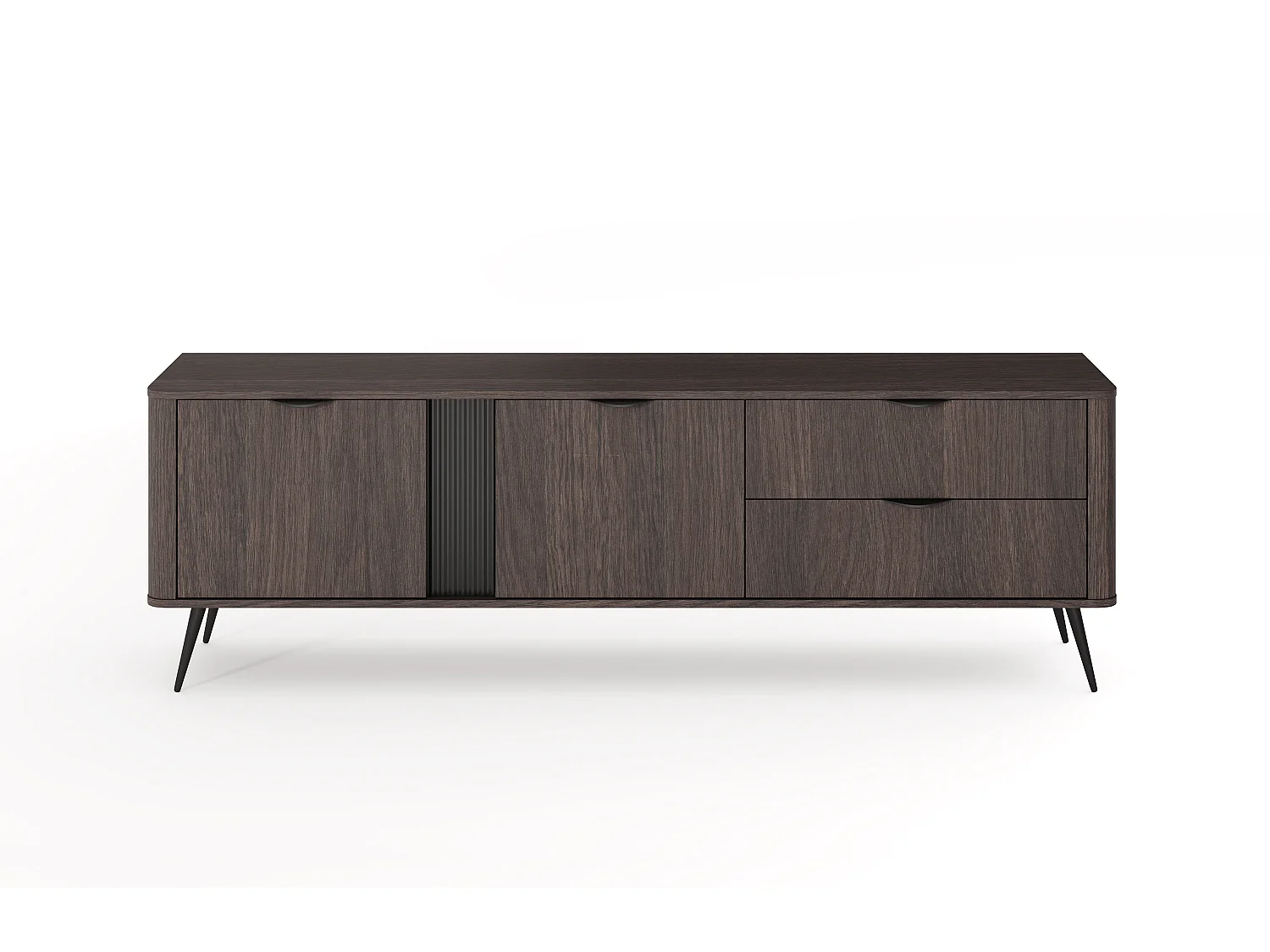 Mobile tv moderno 195x61 cm con 2 cassetti e 2 ante quercia scuro PTVLK33