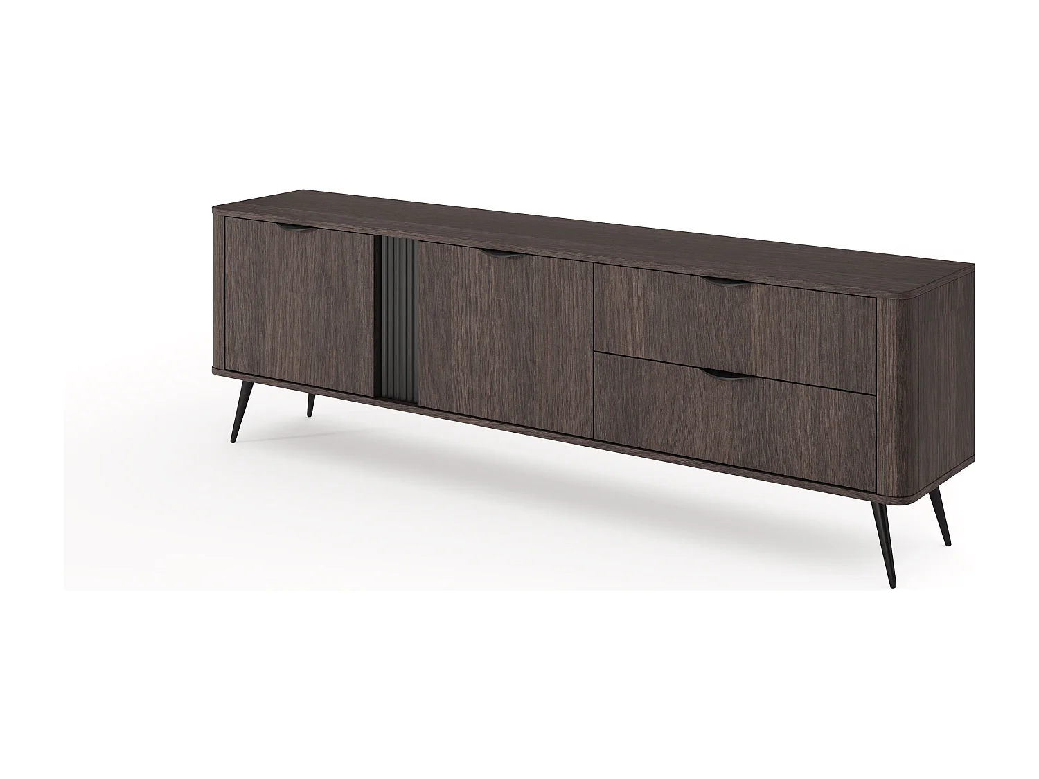 Mobile tv moderno 195x61 cm con 2 cassetti e 2 ante quercia scuro PTVLK33