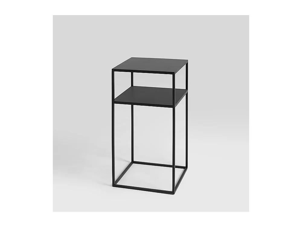 Mesa de centro 0.3x0.3x0.6 m negro tensio 2 pisos metal 30