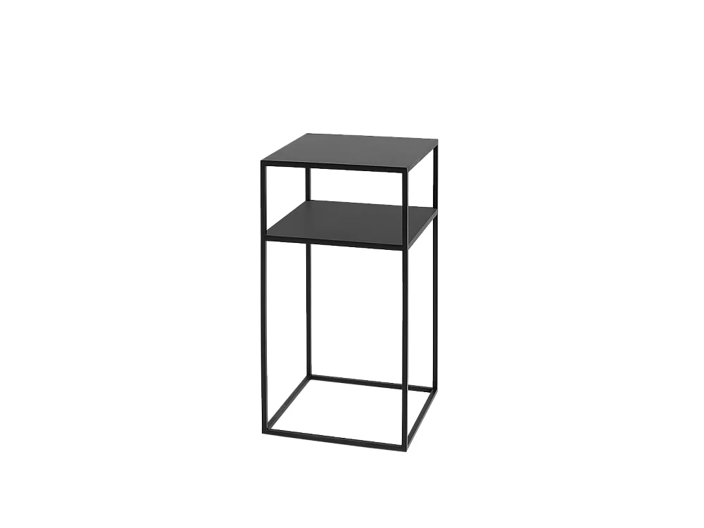 Mesa de centro 0.3x0.3x0.6 m negro tensio 2 pisos metal 30