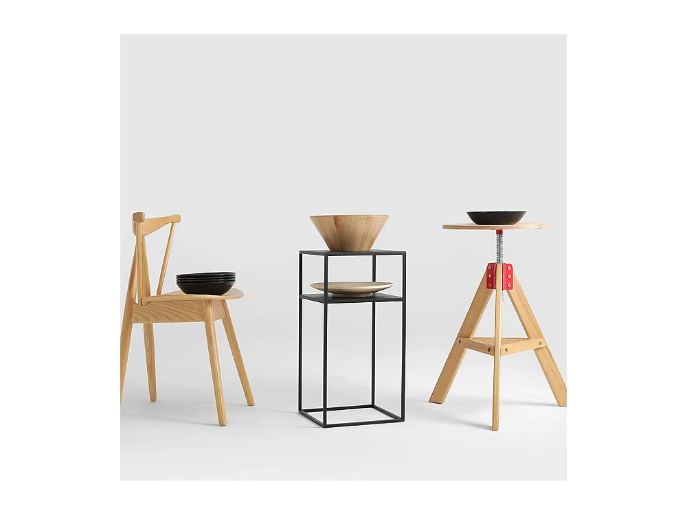 Mesa de centro 0.3x0.3x0.6 m negro tensio 2 pisos metal 30