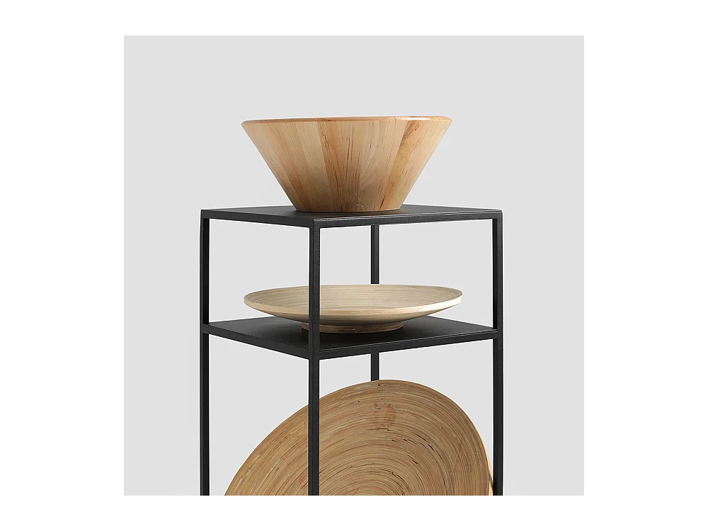 Mesa de centro 0.3x0.3x0.6 m negro tensio 2 pisos metal 30