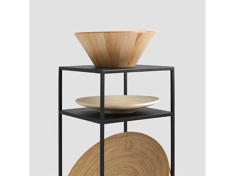 Mesa de centro 0.3x0.3x0.6 m preta tensio 2 andares metal 30