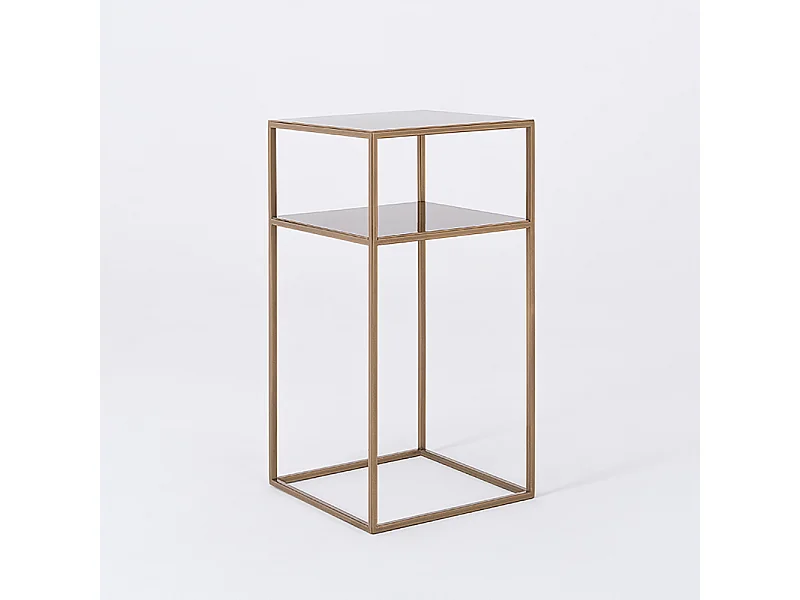 Mesa de centro 0,3x0,3x0,6 m dourada tensio 2 andares metal 30