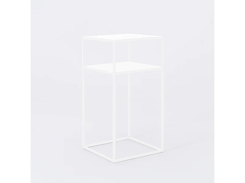 Tavolino da caffè 0,3x0,3x0,6 m bianco Tensio 2 piani metallo 30