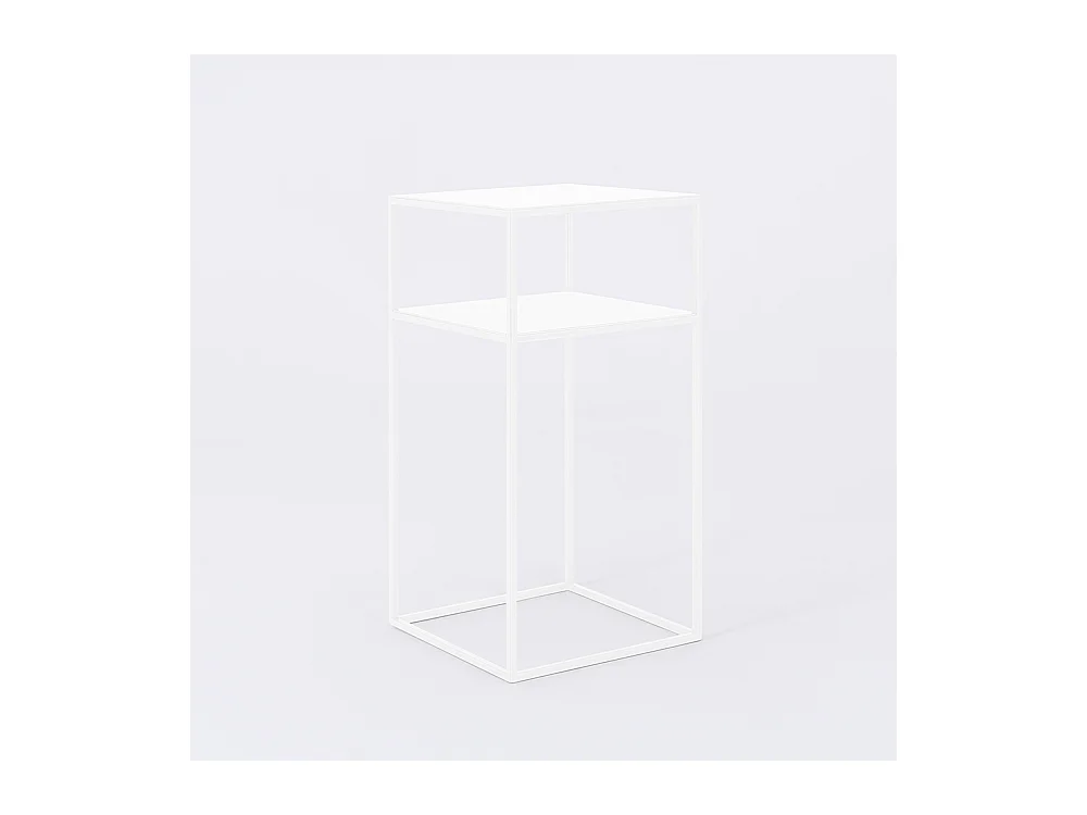 Tavolino da caffè 0,3x0,3x0,6 m bianco Tensio 2 piani metallo 30