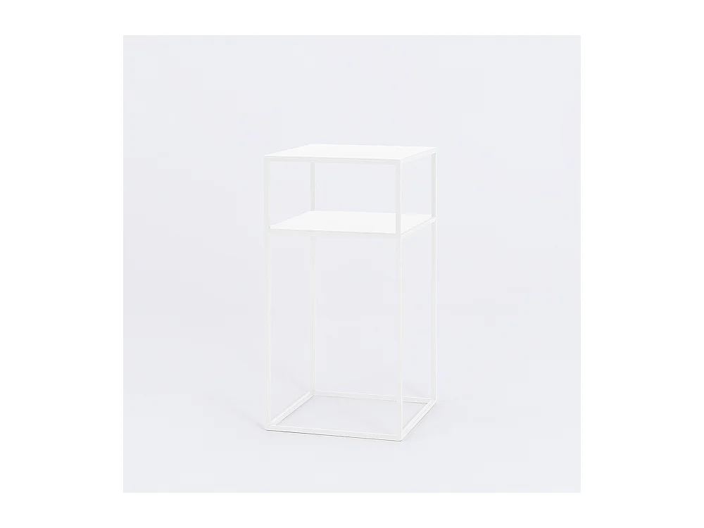 Tavolino da caffè 0,3x0,3x0,6 m bianco Tensio 2 piani metallo 30