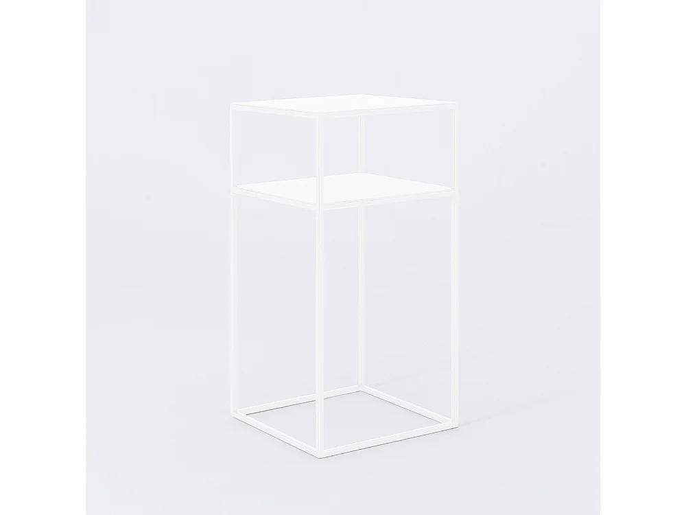 Mesa de Centro 0,3x0,3x0,6 m branca tensio 2 andares metal 30