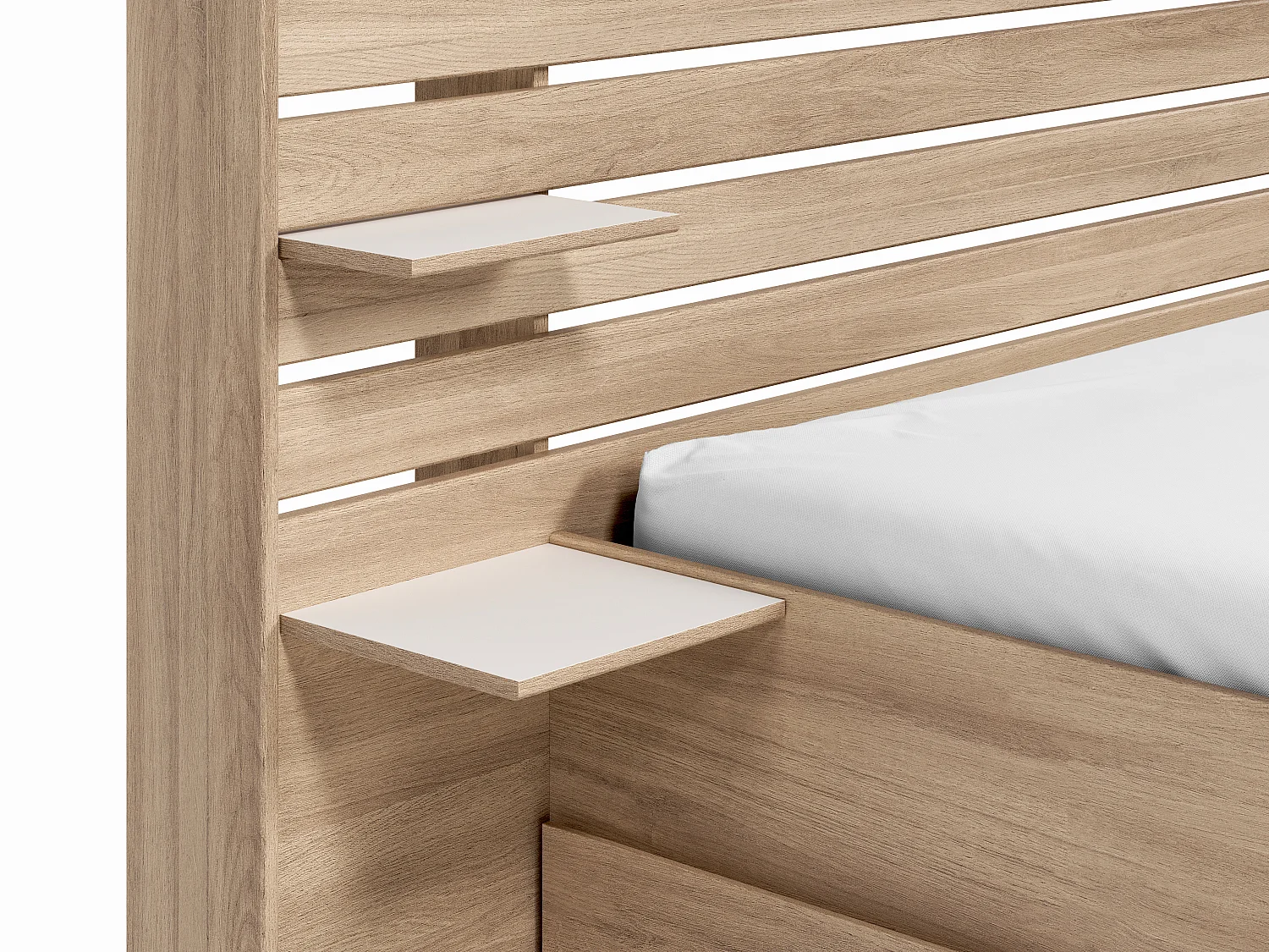 Letto 140 x 190/200 cm con 4 cassetti - Colore: Naturale + Rete + Materasso - TENALIA II