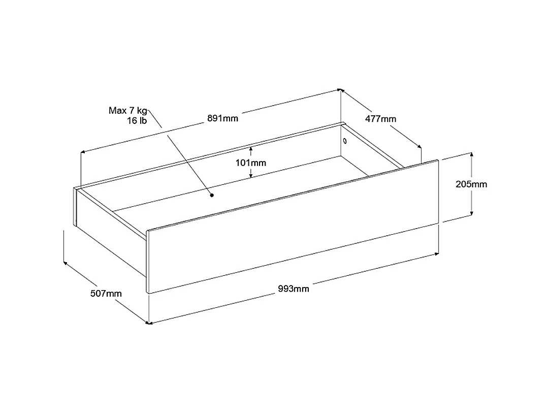 Cama 160 x 200 cm com 4 gavetas - Cor: Natural + Estrado - TENALIA II
