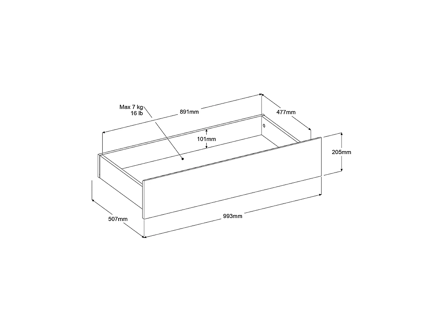 Lit 160 x 200 cm avec 4 tiroirs - Coloris : Naturel + Sommier + Matelas - TENALIA II