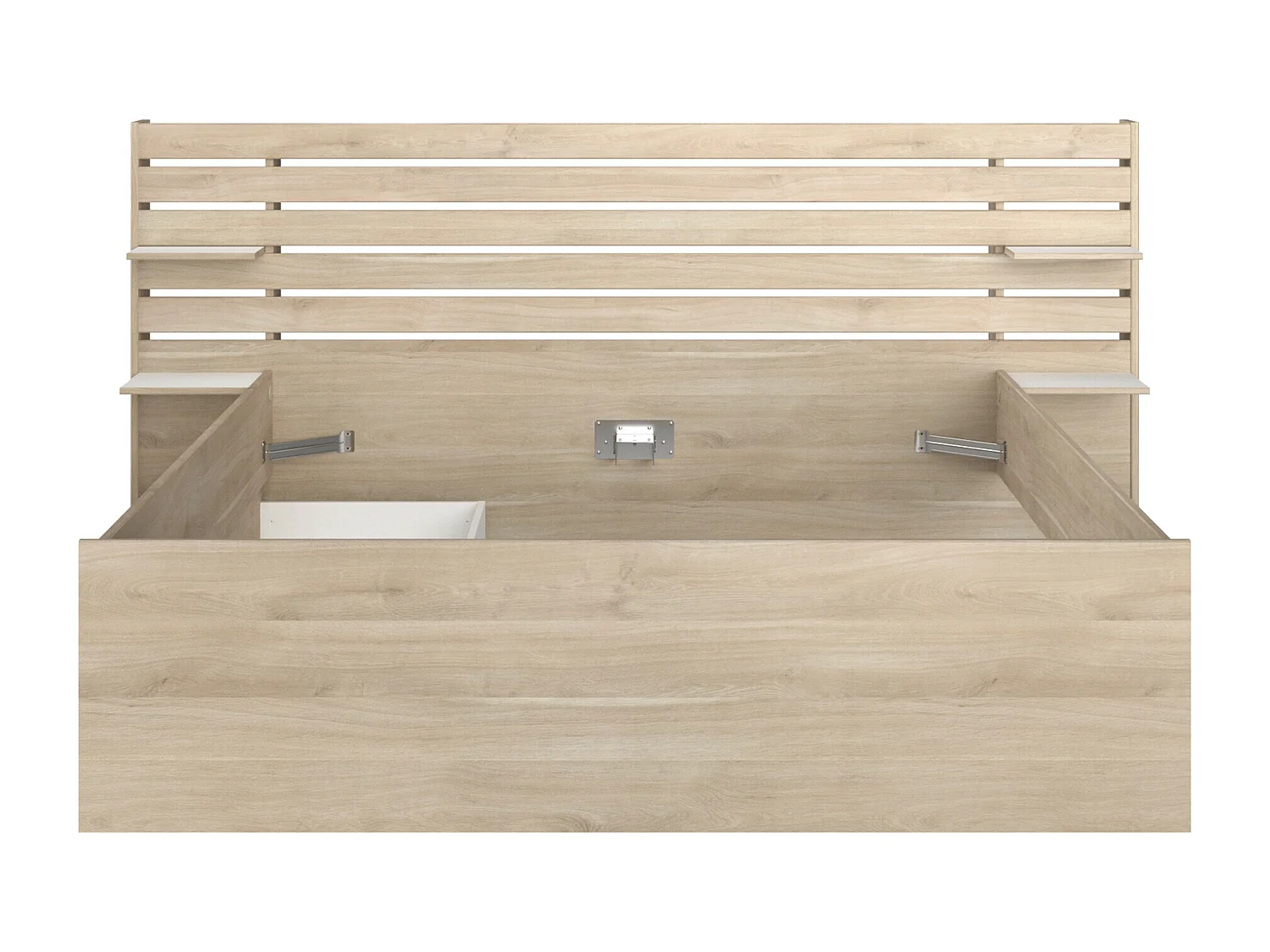 Lit 160 x 200 cm avec 4 tiroirs - Coloris : Naturel + Sommier + Matelas - TENALIA II