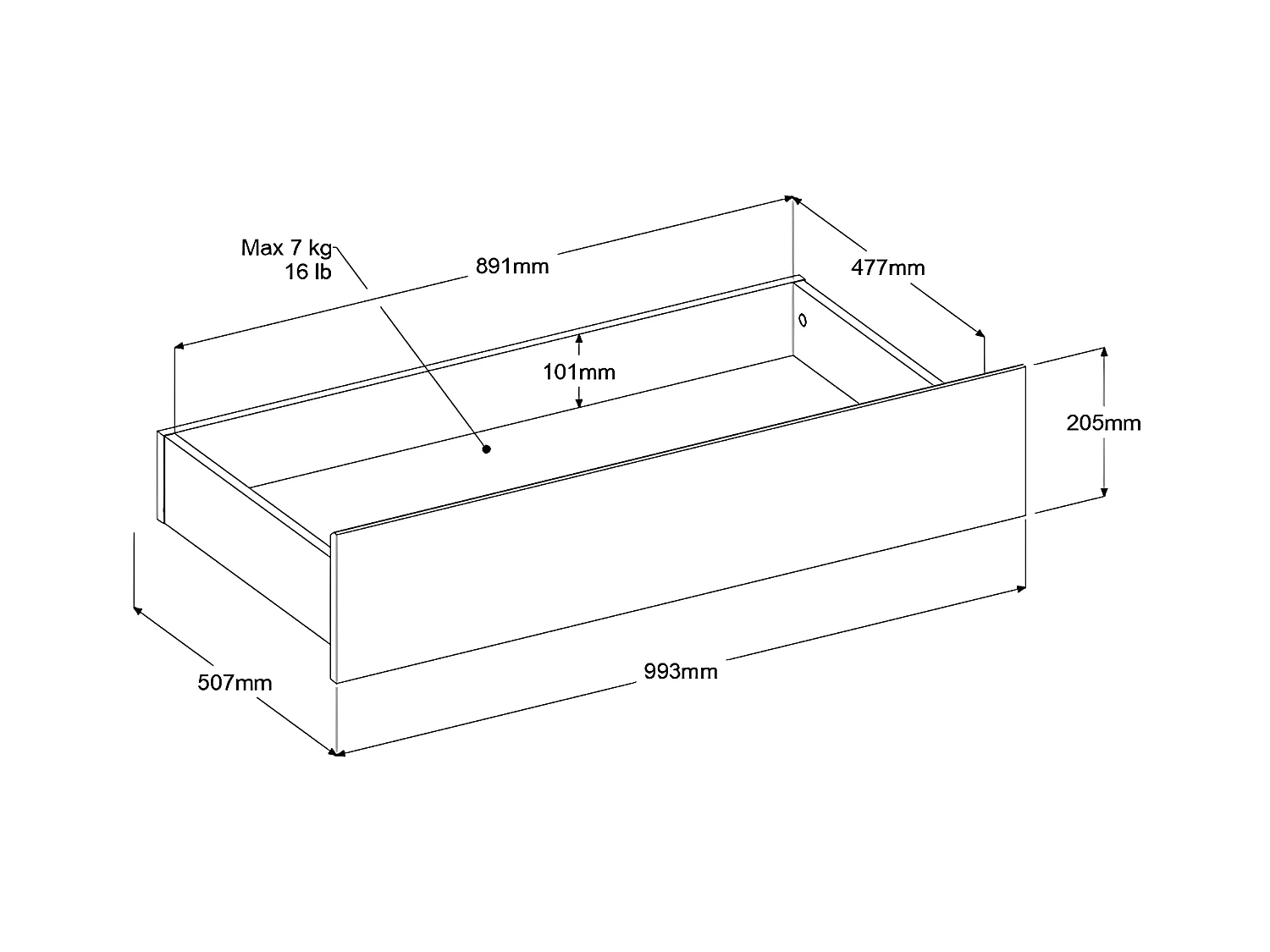 Cama 180 x 200 cm com 4 gavetas - Cor: Natural - TENALIA