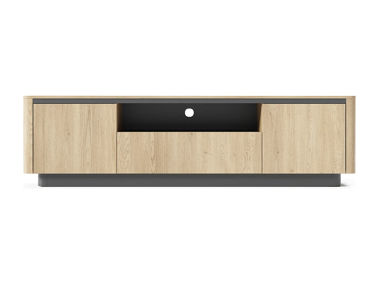 Mobiletto tv moderno 200x55 cm push to open in rovere e nero PTVLK31