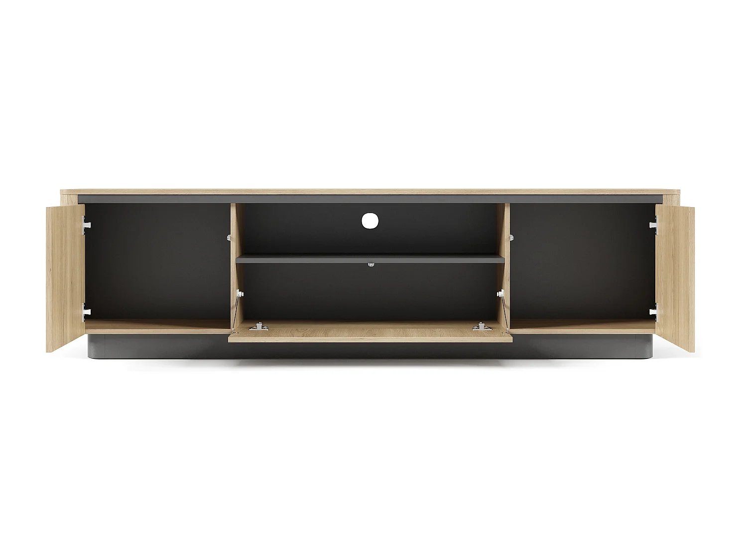 Mobiletto tv moderno 200x55 cm push to open in rovere e nero PTVLK31