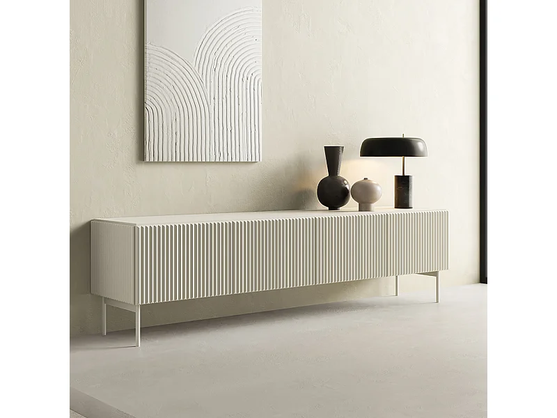 Mobile tv moderno con anta a ribalta e 4 vani interni cashmere PTVLK27