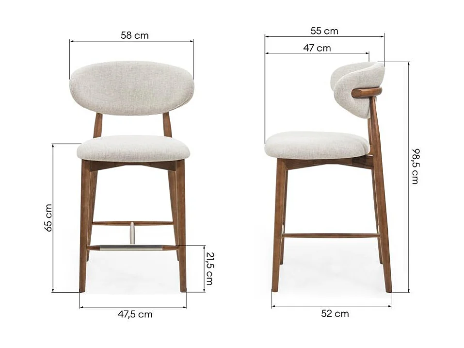 Tabouret de salle à manger 58x55x98,5 cm Beige Mirali