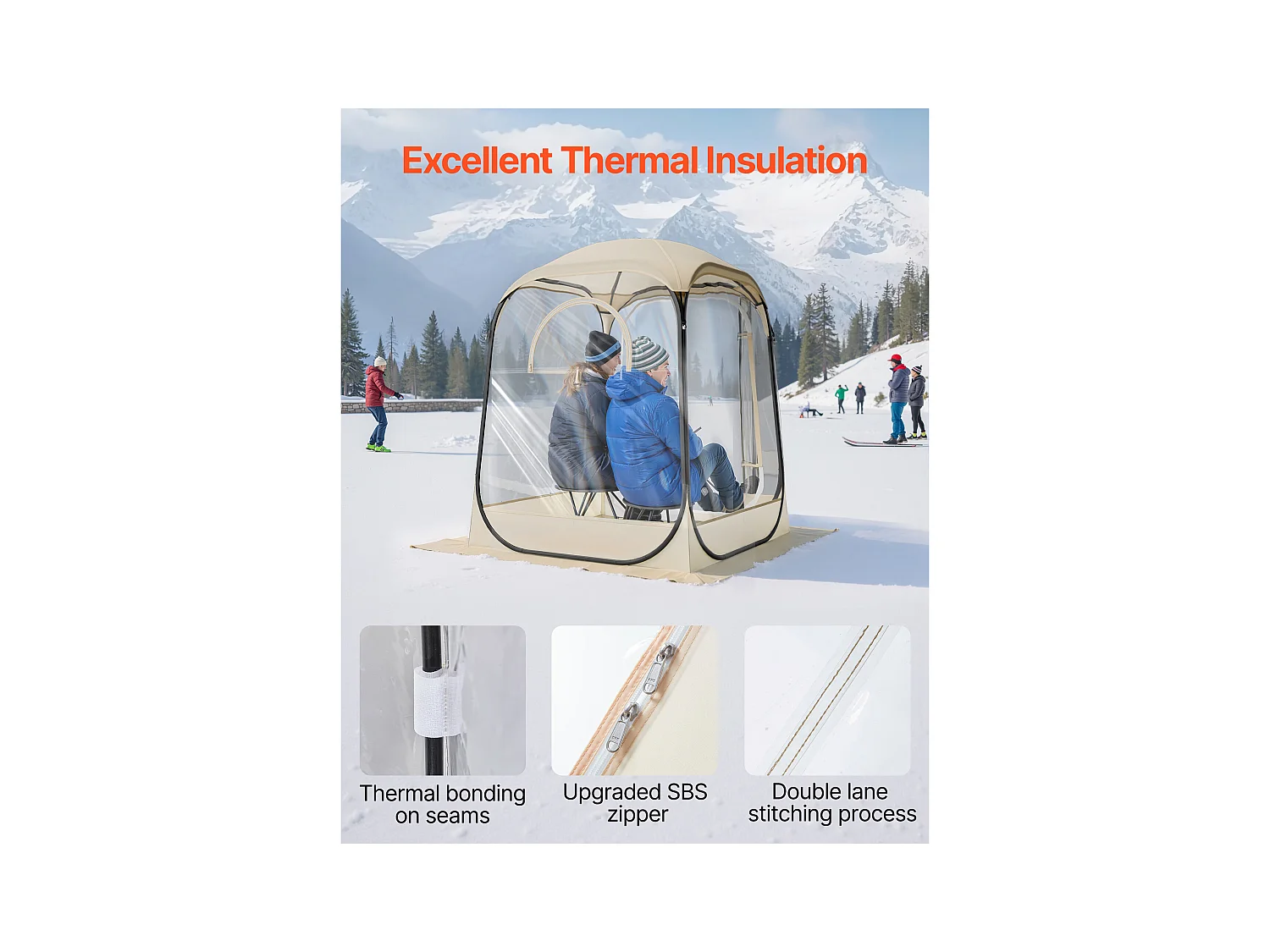 Tenda Sport SucceBuy Trasparente 127 x 127 cm Tenda a Bolle Pop Up per 1 Persona, Rifugio Esterno a Vista Libera, con Tappetino di Terra, Copertura Superiore