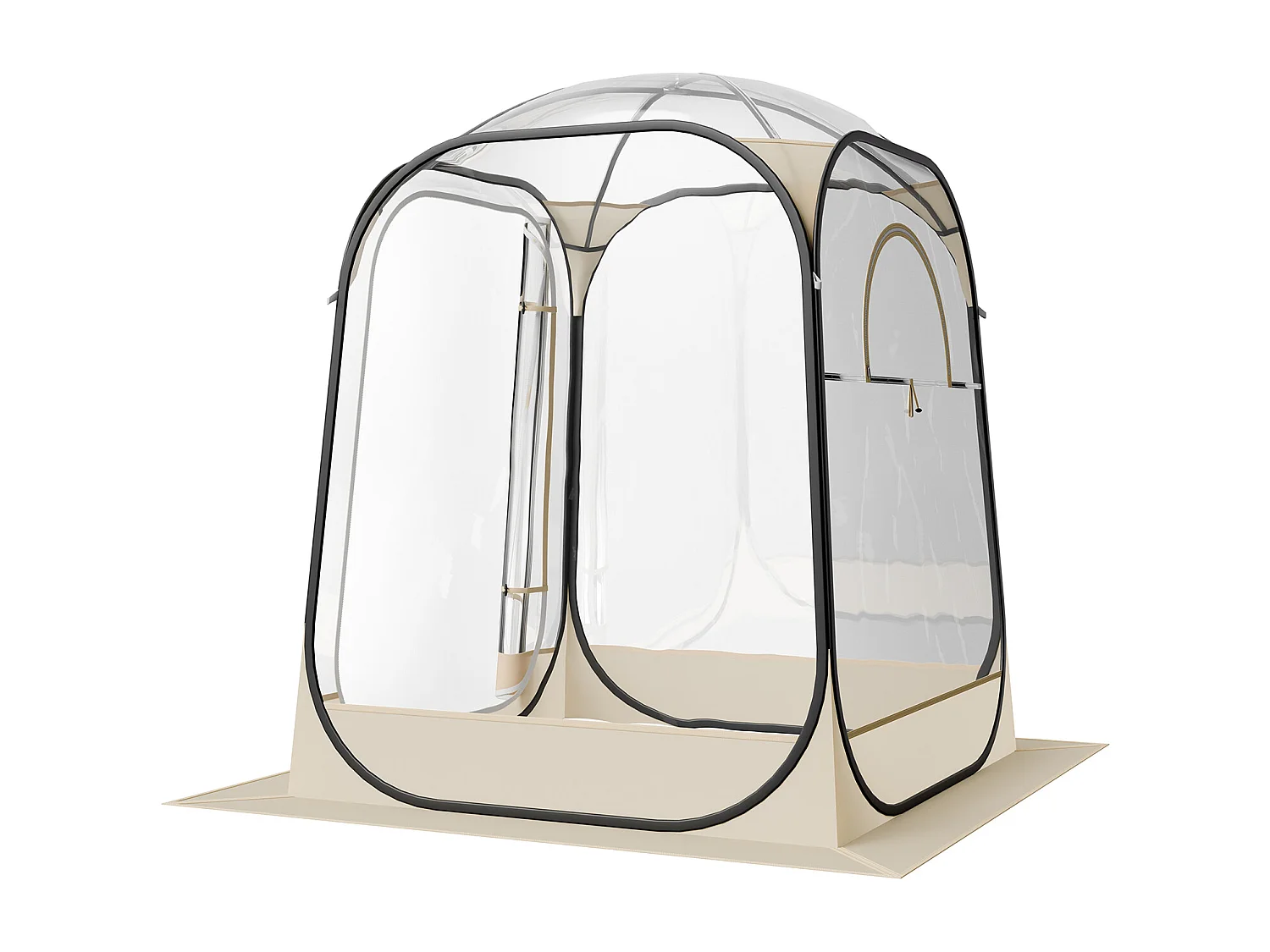 Tente de Sport SucceBuy Transparente 127 x 127 cm Tente à Bulle Pop Up pour 1 Personne, Abri d'Extérieur à Vue Dégagée, avec Tapis de Sol, Couverture Supérieure