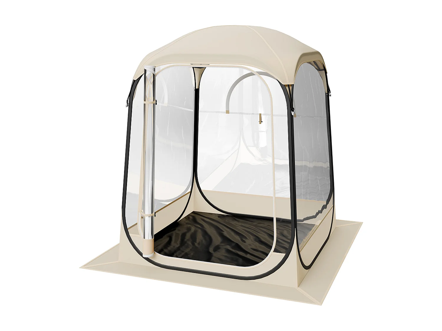 Tente de Sport SucceBuy Transparente 127 x 127 cm Tente à Bulle Pop Up pour 1 Personne, Abri d'Extérieur à Vue Dégagée, avec Tapis de Sol, Couverture Supérieure