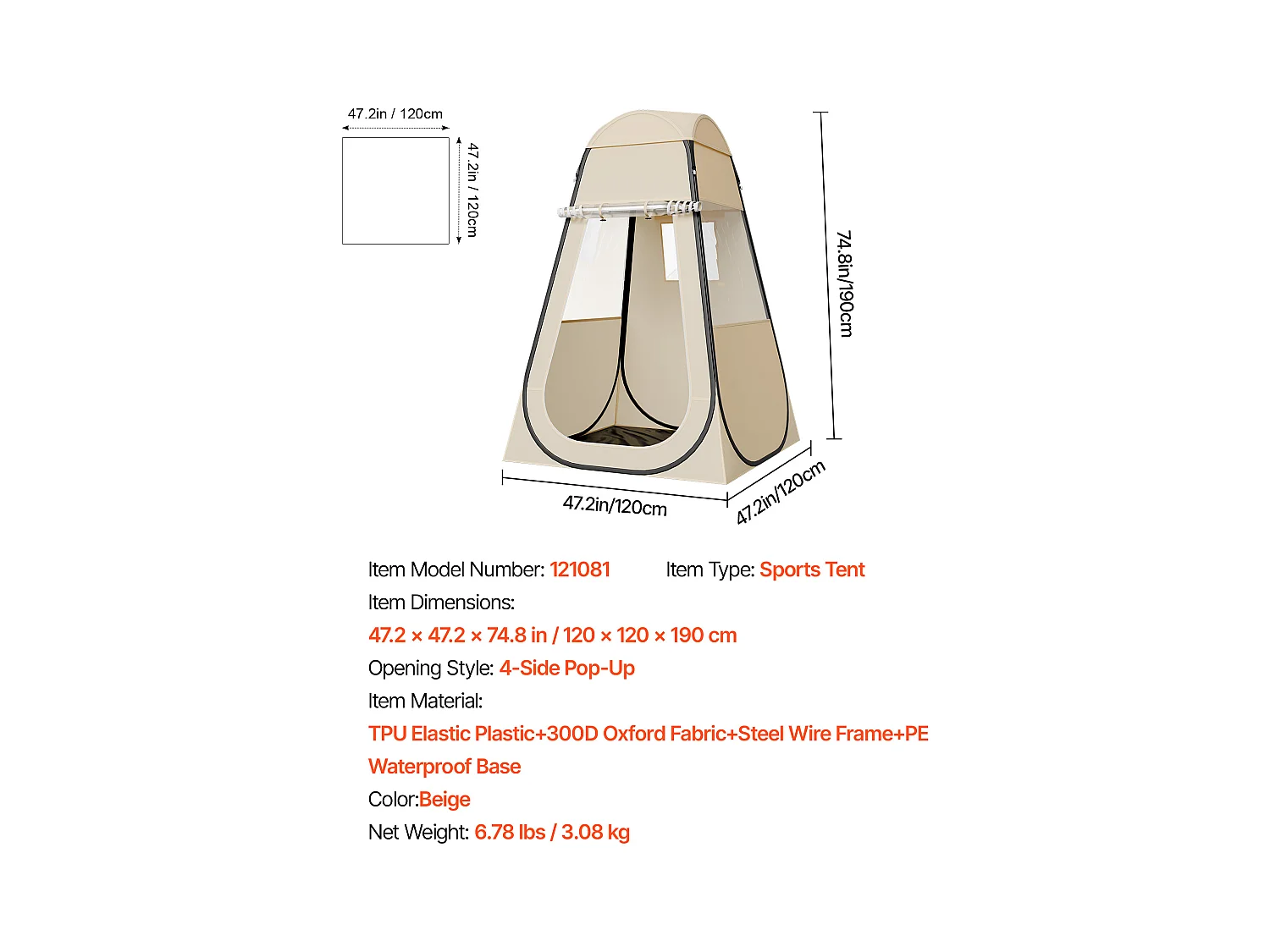 Tenda Sport SucceBuy Trasparente 120 x 120 cm Tenda a Bolle Pop Up per 1 Persona, Rifugio Esterno con Tappetino di Terra, Copertura Superiore