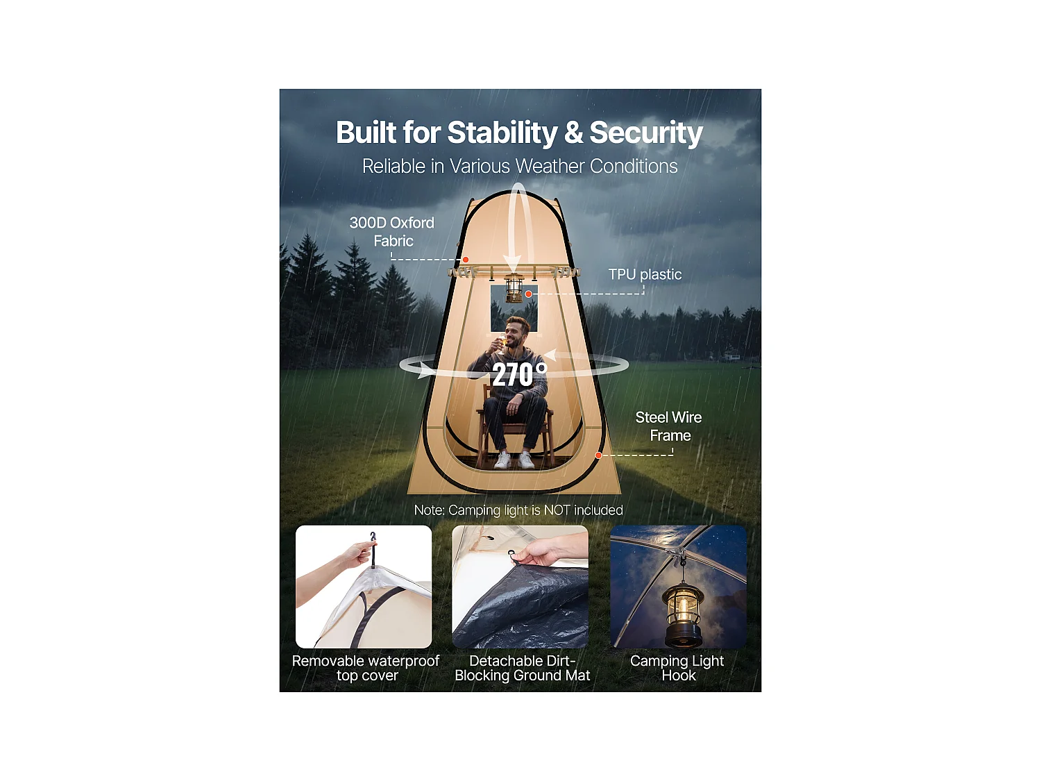 Tenda Sport SucceBuy Trasparente 120 x 120 cm Tenda a Bolle Pop Up per 1 Persona, Rifugio Esterno con Tappetino di Terra, Copertura Superiore