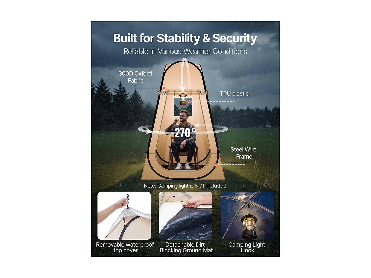 Tenda de Esporte SucceBuy Transparente 120 x 120 cm Tenda Bolha Pop Up para 1 Pessoa, Abrigo Externo com Tapete de Chão, Cobertura Superior