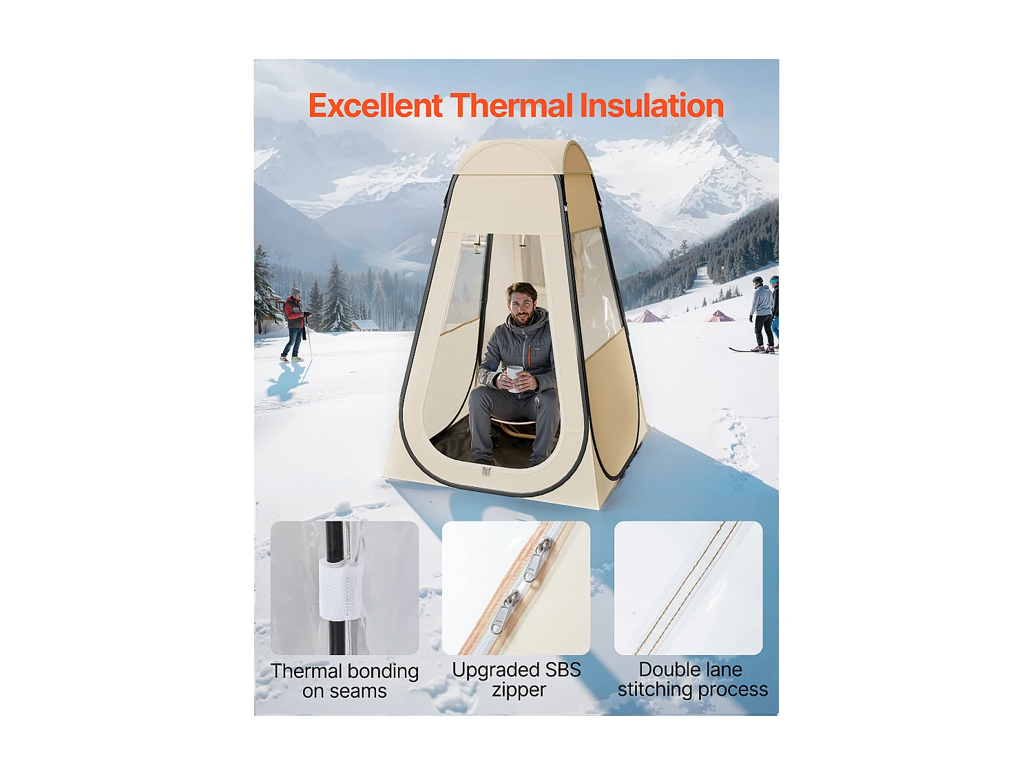 Tenda de Esporte SucceBuy Transparente 120 x 120 cm Tenda Bolha Pop Up para 1 Pessoa, Abrigo Externo com Tapete de Chão, Cobertura Superior