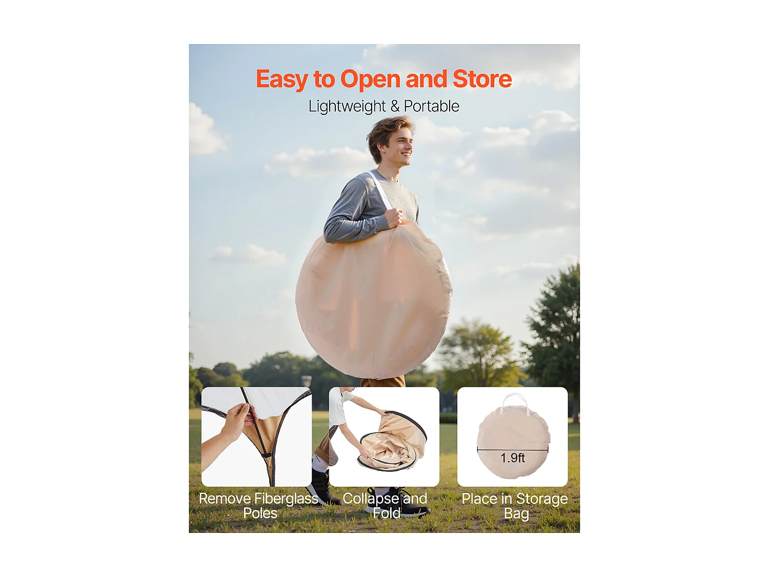 Tenda de Esporte SucceBuy Transparente 120 x 120 cm Tenda Bolha Pop Up para 1 Pessoa, Abrigo Externo com Tapete de Chão, Cobertura Superior