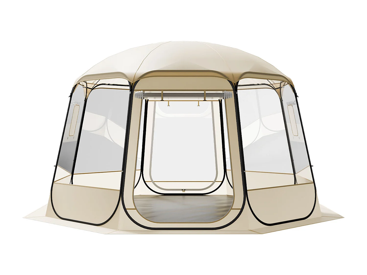 Tenda a Bolle Pop-up SucceBuy, 3,66 x 3,45 m, Tenda Igloo Cupola da Giardino per 10-12 Persone, Rifugio da Campeggio Esterno Trasparente con Finestre