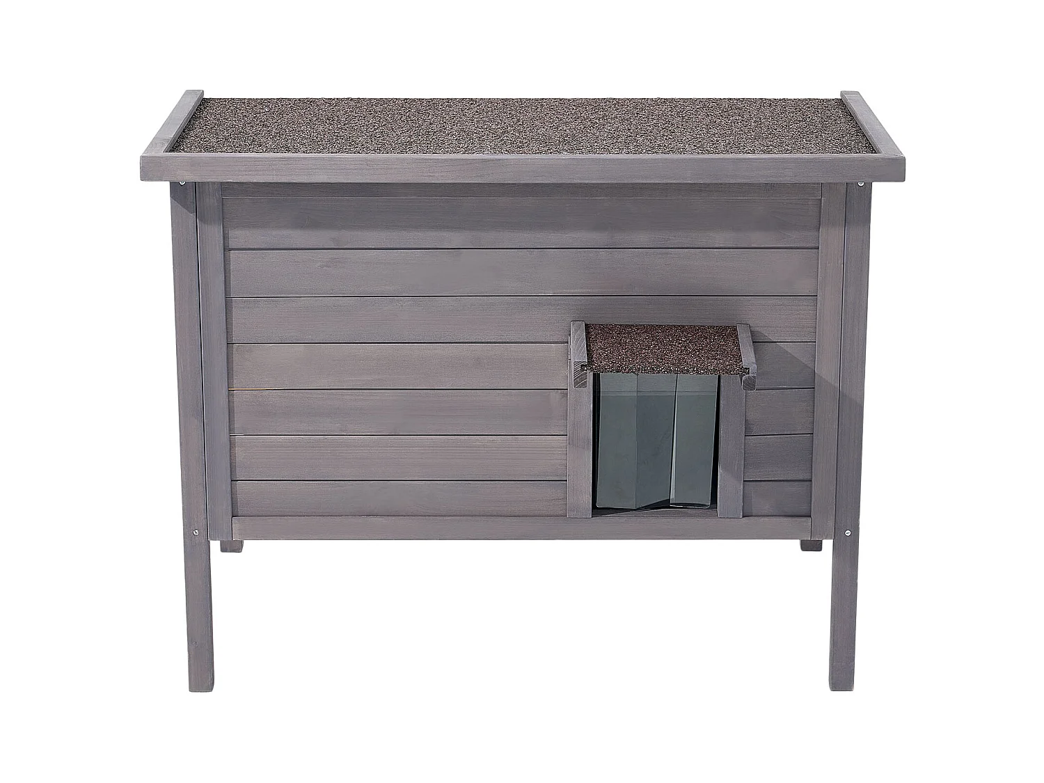 Erhöhtes Beheizbares Katzenhaus SucceBuy, 87x53,5x69 cm, Außen-Katzenhaus mit Heizkissen, Holzunterstand mit Klapptür, Asphaltdach