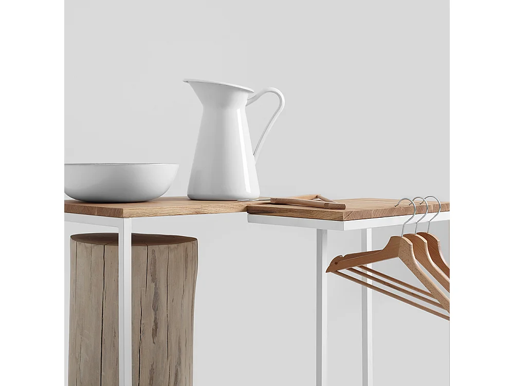 Beistelltisch 40x30x60 cm Weißeiche Furnier Lupe 30