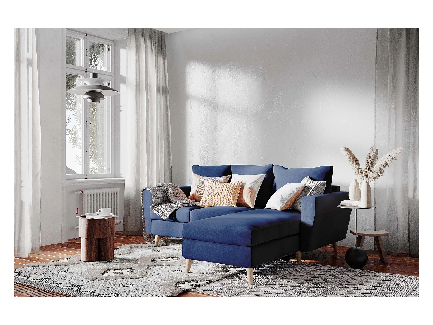 Canapé d'angle 90x189x86 cm encre LOVER R