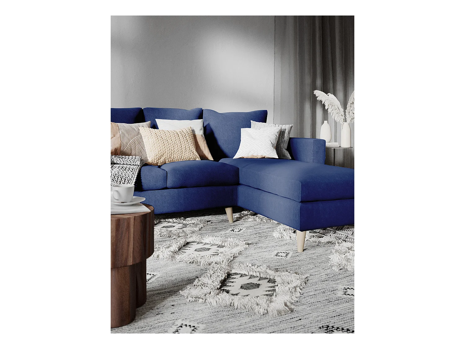 Canapé d'angle 90x189x86 cm encre LOVER R