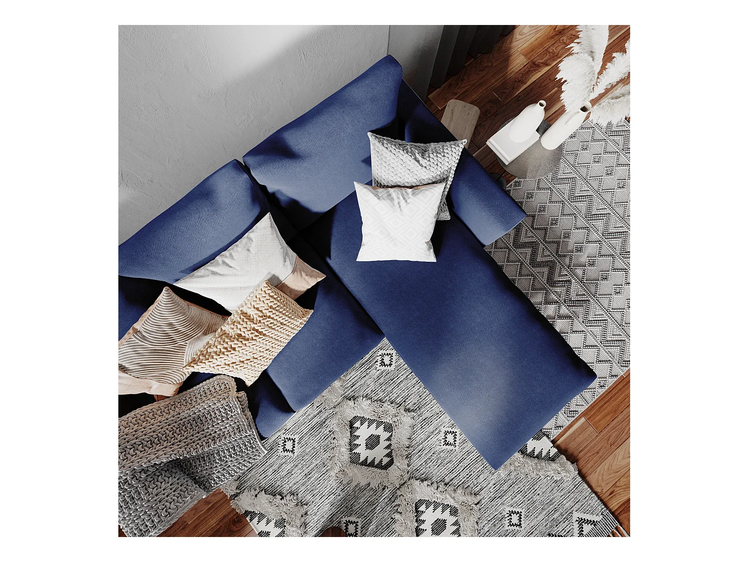 Canapé d'angle 90x189x86 cm encre LOVER R