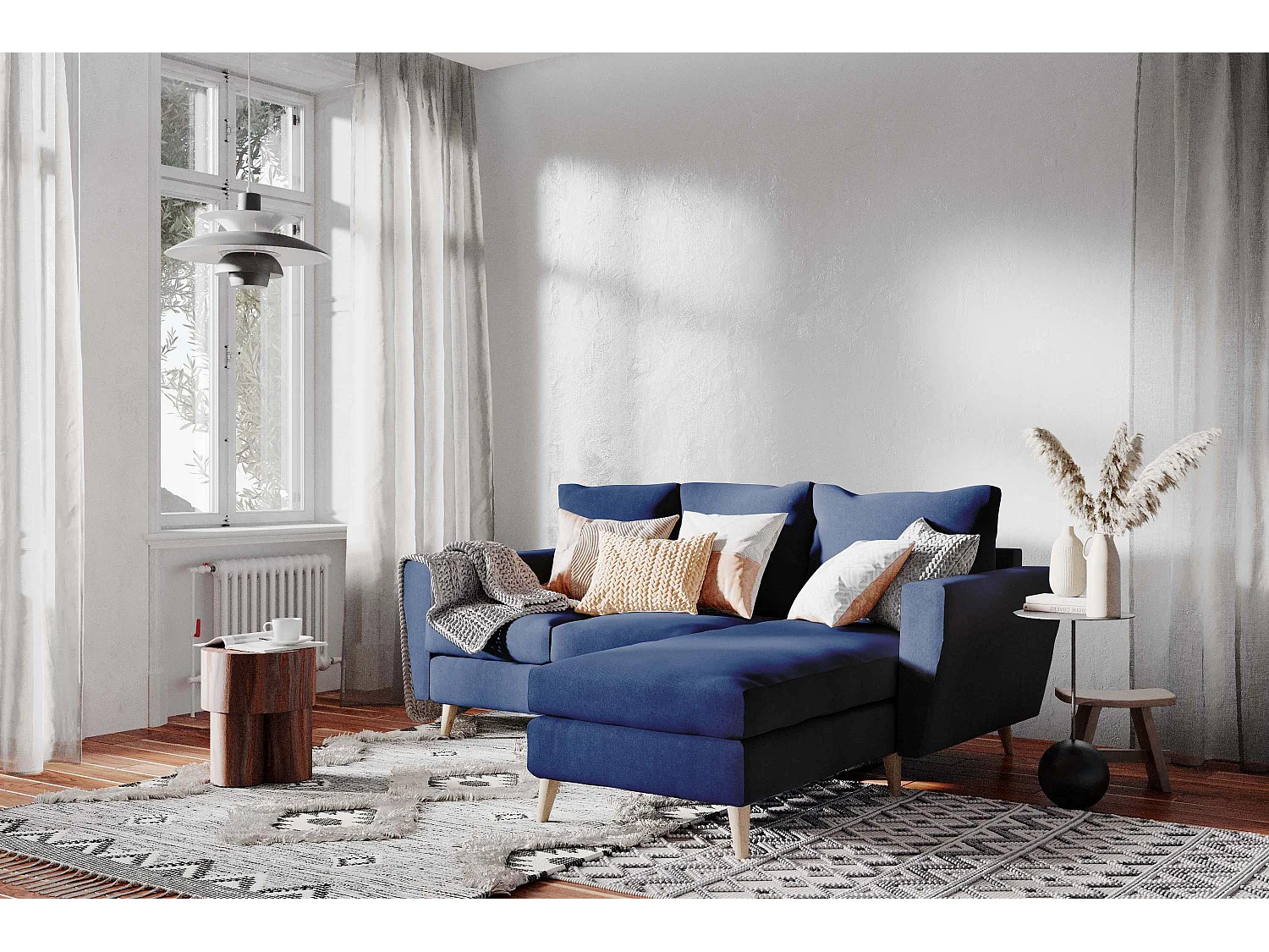 Canapé d'angle 90x189x86 cm encre LOVER R