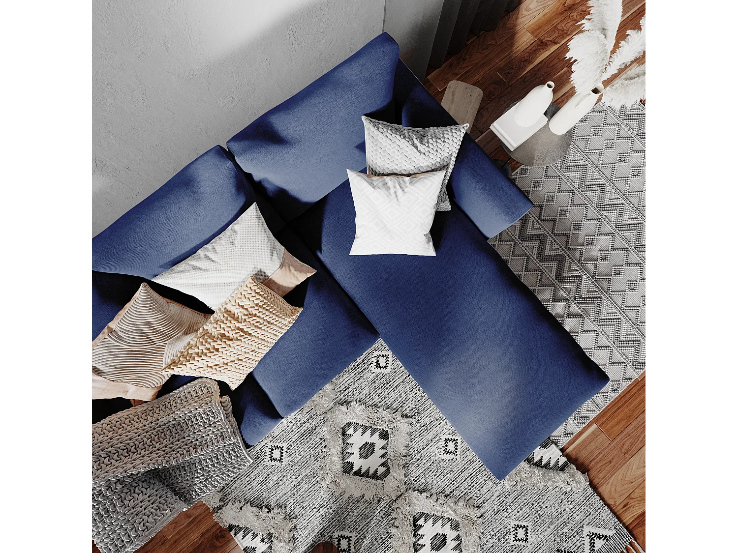 Canapé d'angle 90x189x86 cm encre LOVER R