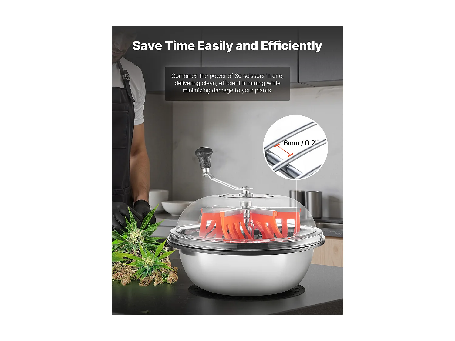 Handmatige Ontblader SucceBuy 42 cm Knoopsnijder Mes van RVS, Snijkom Hydroponisch Nat en Droog, Roterende Gedraaide Snit