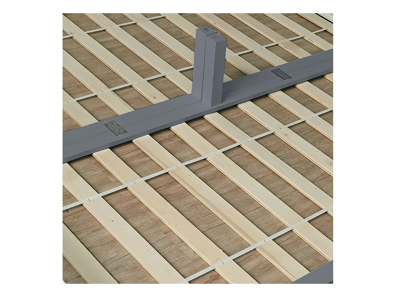 Łóżko rodzinne 270x200 cm, szare, drewniana paleta łóżkowa